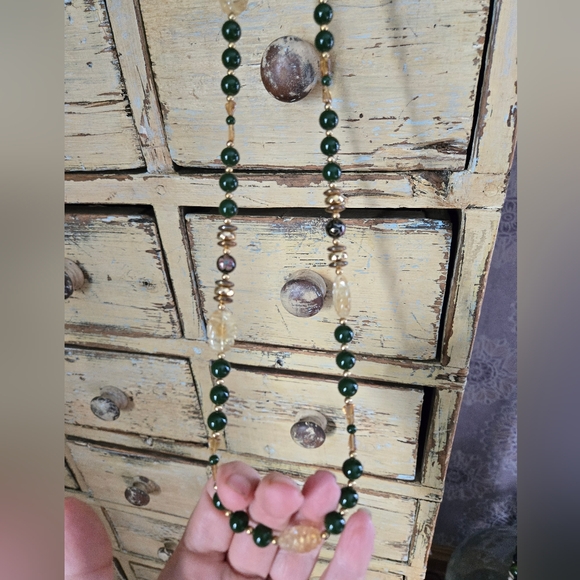 Suzette Necklace Beaded Green Enamel Vintage Beads - Picture 13 of 16